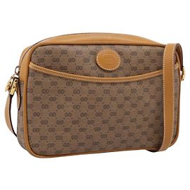 GUCCI Micro GG Shoulder Bag PVC Beige Gold Tone 007 56 0095