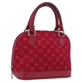 LOUIS VUITTON Monogram Satin Little Alma Hand Bag Red M92350 LV