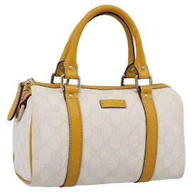 GUCCI GG Supreme Hand Bag PVC White Gold 193604