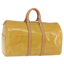LOUIS VUITTON Monogram Vernis Mercer Boston Bag Beige M91000 LV