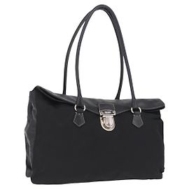 PRADA Tote Bag Nylon Black Silver BR1325