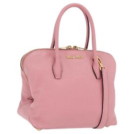 Miu Miu Hand Bag Leather 2way Pink Gold