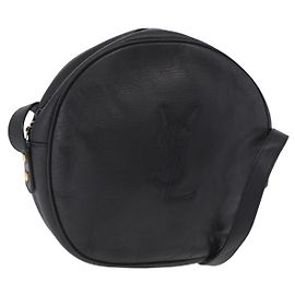 Autre Marque Saint Laurent Shoulder Bag Leather Black Gold Tone