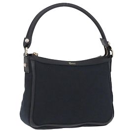 GUCCI GG Canvas Hand Bag Black Gold Tone 146244