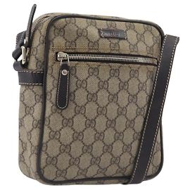 GUCCI GG Supreme Shoulder Bag PVC Beige Gold 233268