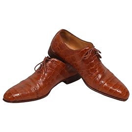 Zilli Scarpe Oxford in pelle di coccodrillo marrone