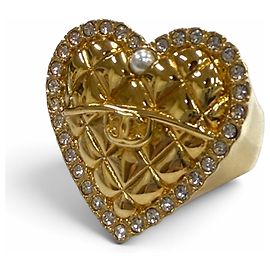 Chanel B24A ABC459 Matelassé Ring mit Herz aus Perlen und Strass