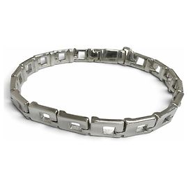 Bracciale a catena con ciondolo G quadrato Gucci Vintage SV925