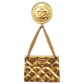 Spilla Medaglione Chanel Gold CC Placcata Oro per Borsa Flap Matelassé