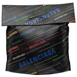Balenciaga Shopper Tote aus schwarzem Kalbsleder mit Allover-Logo