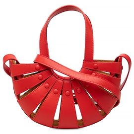 Bottega Veneta The Shell Satchel Klein aus rotem Kalbsleder