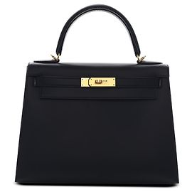 Hermès Black Sombrero Kelly II Sellier 28