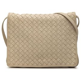 Borsa a tracolla con patta Bottega Veneta in Nappa Intrecciato marrone