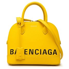 Balenciaga Borsa Ville Top Handle S in pelle di vitello grana grossa gialla
