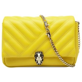 Bulgari Borsa a tracolla Bvlgari Serpenti Cabochon in pelle gialla con catena