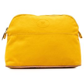 Hermès Yellow Toile Bolide Trousse De Voyage Pouch PM
