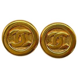 Chanel Gold CC vergoldete Clip-On Ohrringe