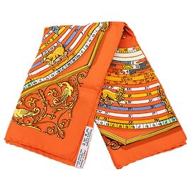 Foulard di seta Hermès Orange Dies et Hore 45