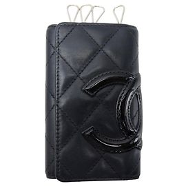 CHANEL MULTICLES CAMBON STEPPENLEDER SCHLÜSSELRING SCHWARZ