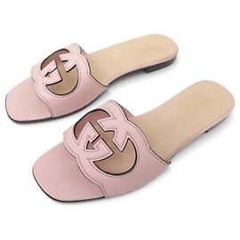 Gucci GUGGI GG 694451 MULES SANDALI IN PELLE ROSA 40.5 LEATHER PINK SHOES