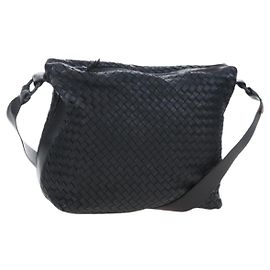 Bottega Veneta INTRECCIATO Shoulder Bag Leather Black Gold 115658