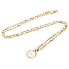 Chopard Happy Diamonds runder Anhänger aus 18K Gelbgold mit Diamanten und 3 schwimmenden Diamanten