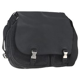 Borsa a spalla Prada in lana nera
