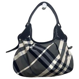 Borsa Burberry Haymarket Check in tela rivestita e pelle verniciata