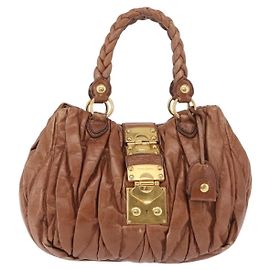 Mala Satchel Miu Miu Coffer em couro Matelassé Large