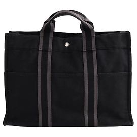 Hermès Toto Shopper aus Stoff schwarz