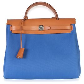 Hermès Bleu France Fauve Military Toile Vache Hunter Herbag Zip Retourne 31 PM