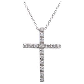 Autre Marque STAR JEWELRY Collar de Cruz con Diamantes 750WG Oro Blanco