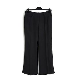 Etro Pantalones Negros Viscosa Bajo Deshilachado