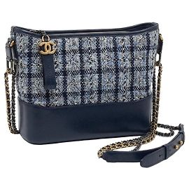Borsa Chanel Gabrielle in tweed blu e pelle blu