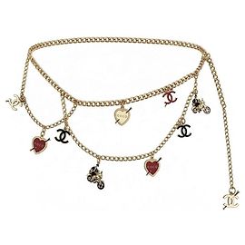 Chanel 10P Collana Cintura Catena Ciondoli Cuori Moto Oro
