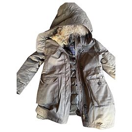 Woolrich parka cáqui em algodão e pele