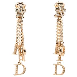 Brincos de pressão Dior banhados a ouro com logótipo de flor strass