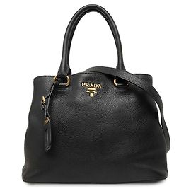 Bolso Tote Convertible Abierto Prada Vitello Daino Negro
