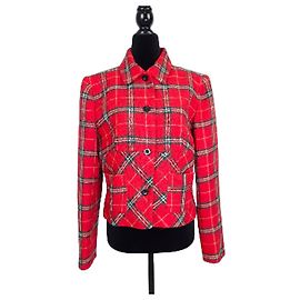 Chantal Thomass Rote Karo-Wolljacke 1990s