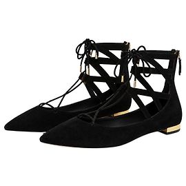 Aquazzura Scarpe basse con lacci in camoscio nero - size EU 38