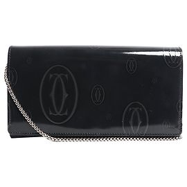Cartier Kettenportemonnaie aus schwarzem Lackleder