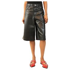 Victoria Beckham Culottes de cuero negro - size UK 8