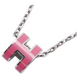 Hermès Collana Mini Pop in metallo Hermes, Argento e Rosa