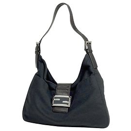 Borsa a spalla Fendi in tessuto nero