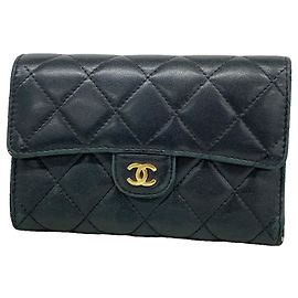 Chanel Black Lambskin Tri-fold Wallet