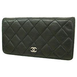 Cartera larga de piel de cordero Chanel Matelassé