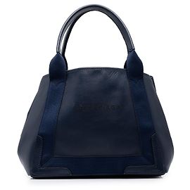 Balenciaga Cabas Tote S in pelle di vitello traforata blu navy