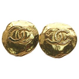Chanel Gold CC Vergoldete Runde Clip-Ohrringe