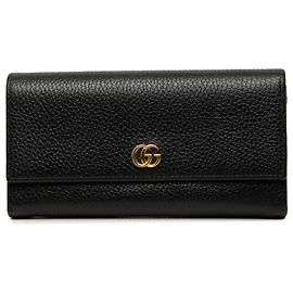 Portafoglio lungo continentale Gucci GG Marmont in pelle di vitello nera