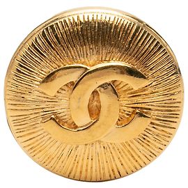 Spilla rotonda Chanel Gold CC placcata oro a raggiera